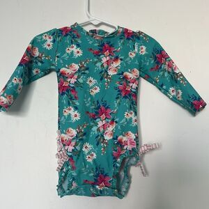 Ruffle Butts Floral One-Piece Swimsuit Blue Pink 12–18M Baby‎ Girl